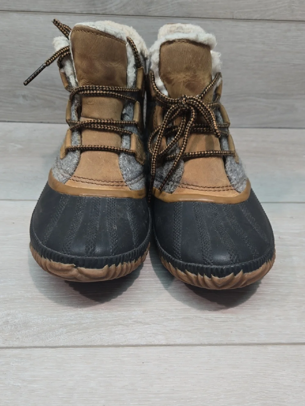 Sorel Women Out N About Winter Duck Rubber Watrrproof Leather Boots Shoes Sz 10